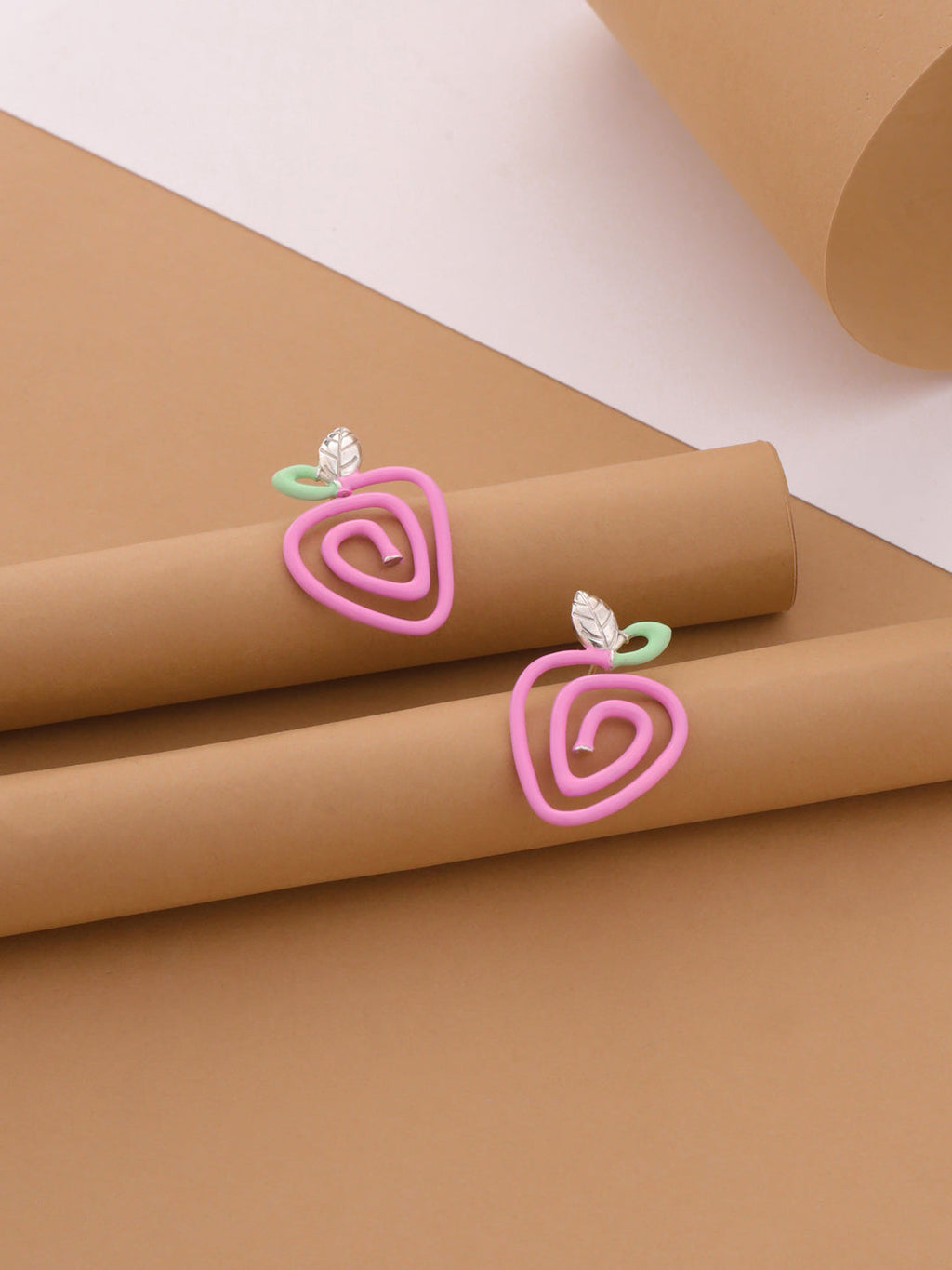 Pastel Enamel Apple Swirl Stud Earrings in Sterling Silver