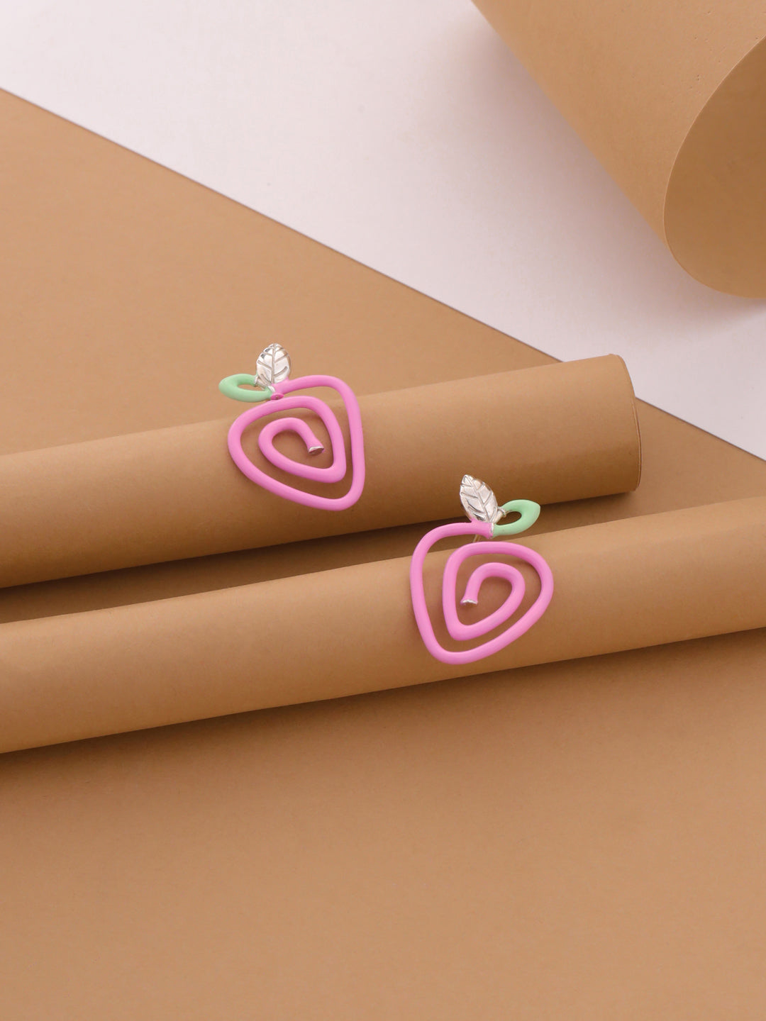 Pastel Enamel Apple Swirl Stud Earrings in Sterling Silver