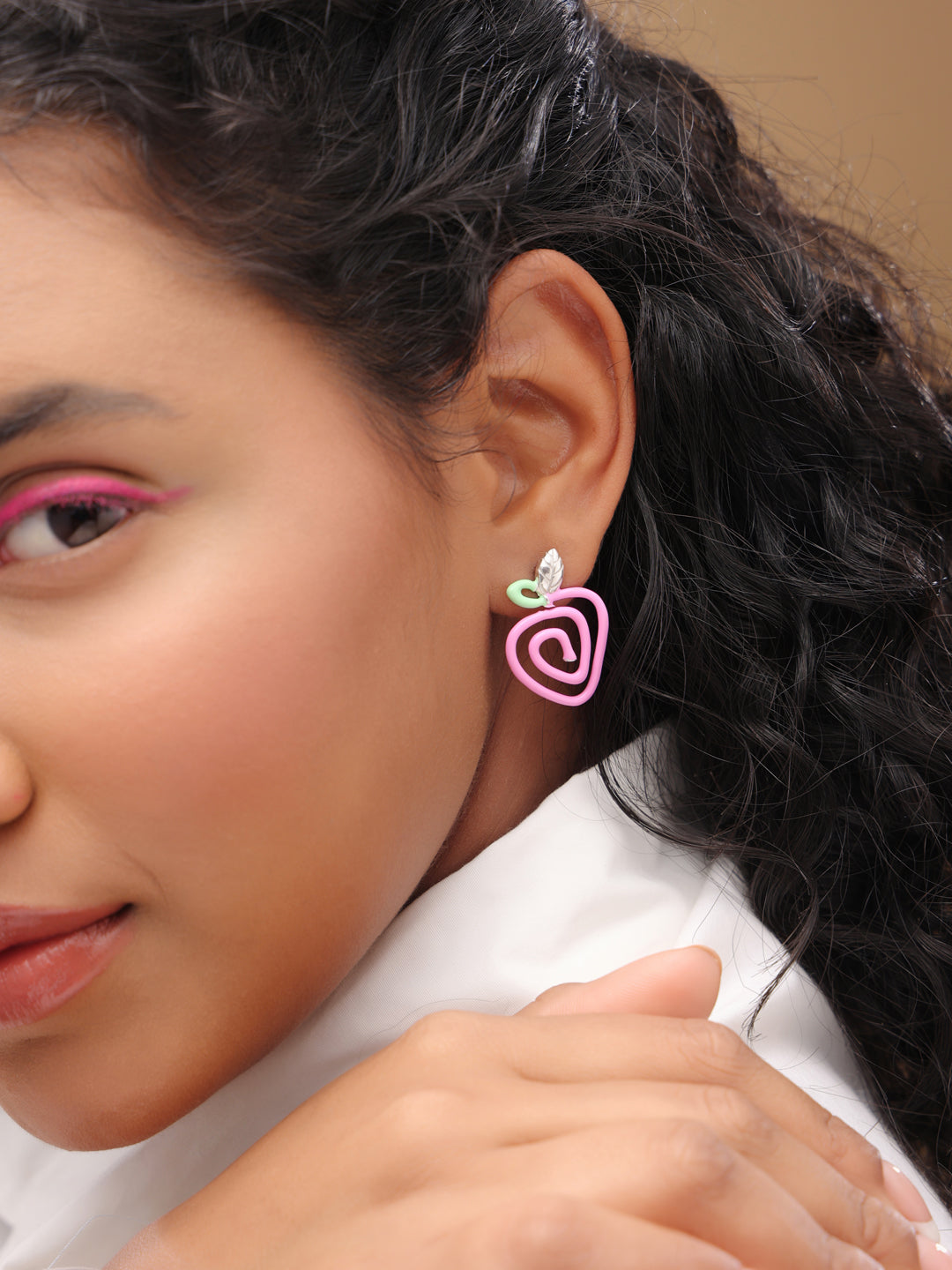 Pastel Enamel Apple Swirl Stud Earrings in Sterling Silver