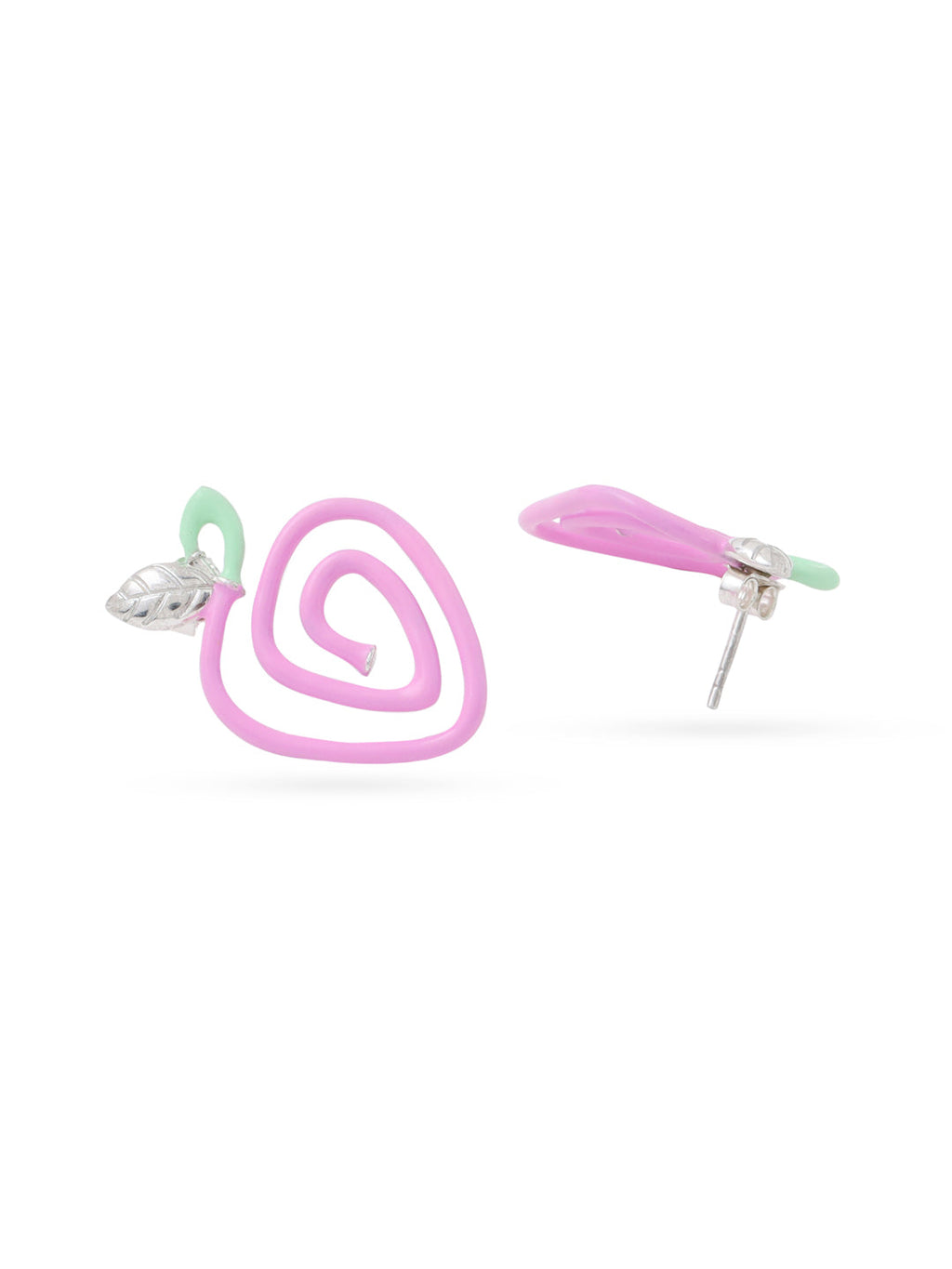 Pastel Enamel Apple Swirl Stud Earrings in Sterling Silver