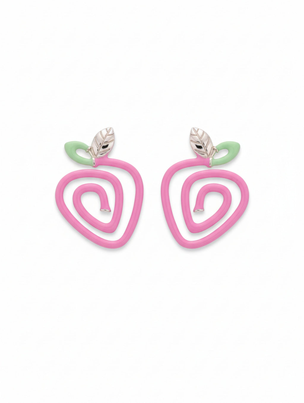 Pastel Enamel Apple Swirl Stud Earrings in Sterling Silver