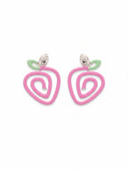 Pastel Enamel Apple Swirl Stud Earrings in Sterling Silver