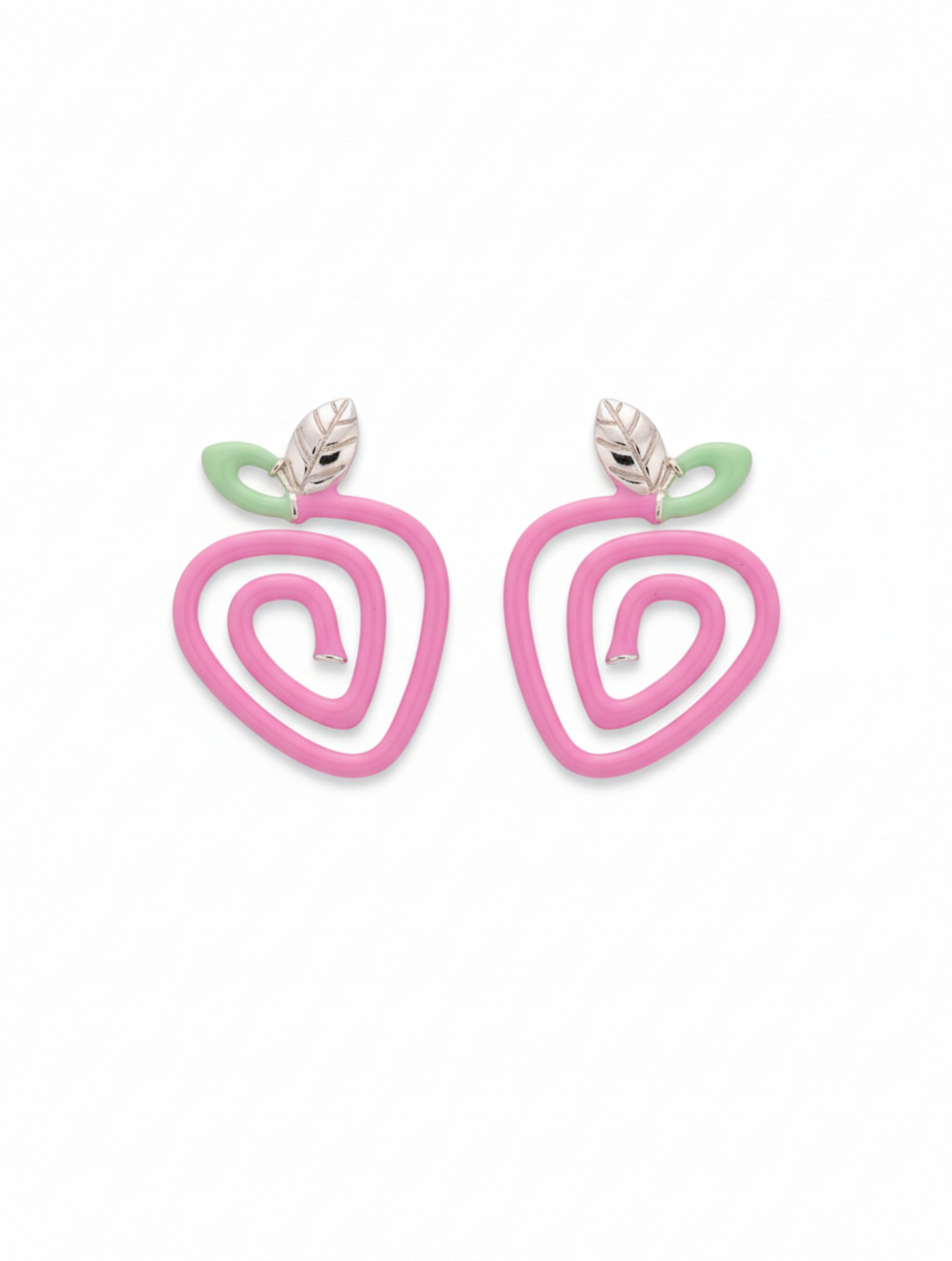 Pastel Enamel Apple Swirl Stud Earrings in Sterling Silver