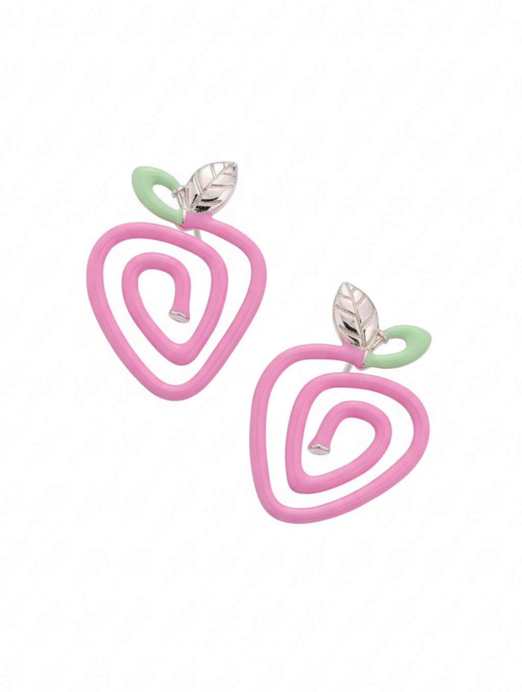 Pastel Enamel Apple Swirl Stud Earrings in Sterling Silver