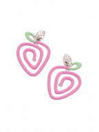 Pastel Enamel Apple Swirl Stud Earrings in Sterling Silver