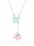 Pastel Floral Necklace in 925 Sterling Silver with Enamel and Pearls