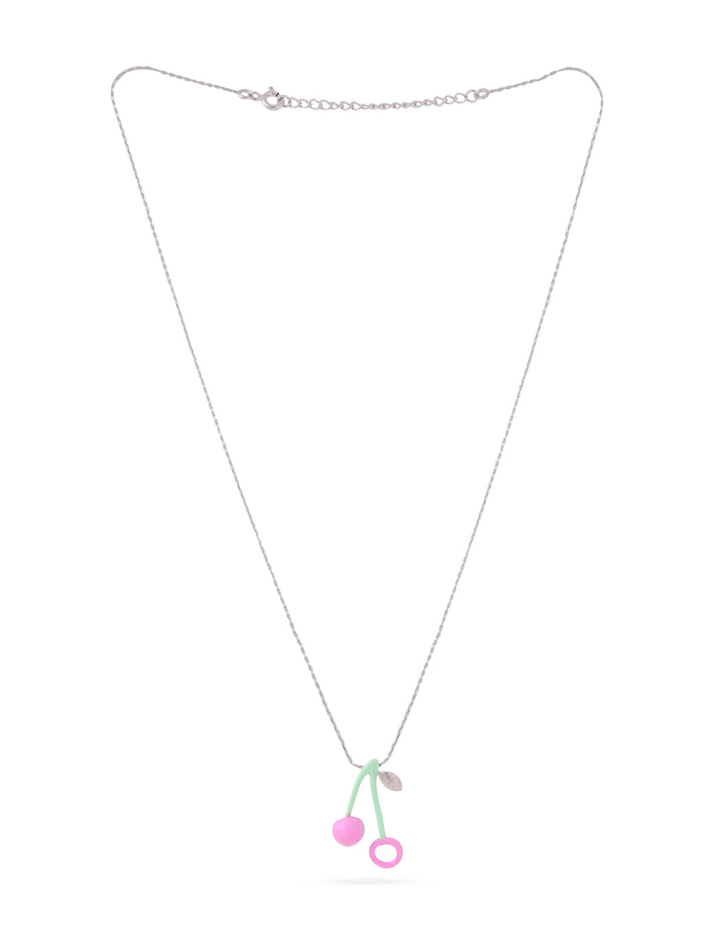 925 Sterling Silver Pastel Cherry Pendant Necklace | Fun & Dainty Enamel Jewelry