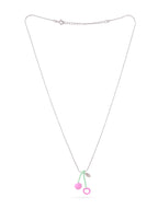 925 Sterling Silver Pastel Cherry Pendant Necklace | Fun & Dainty Enamel Jewelry