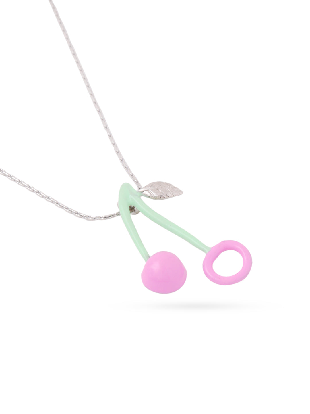 925 Sterling Silver Pastel Cherry Pendant Necklace | Fun & Dainty Enamel Jewelry
