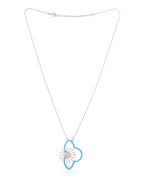 Sterling Silver Celestial Burst Pendant Necklace with Sky Blue Enamel