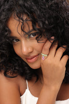 Pastel Peach Perfection: 925 Sterling Silver Adjustable Ring