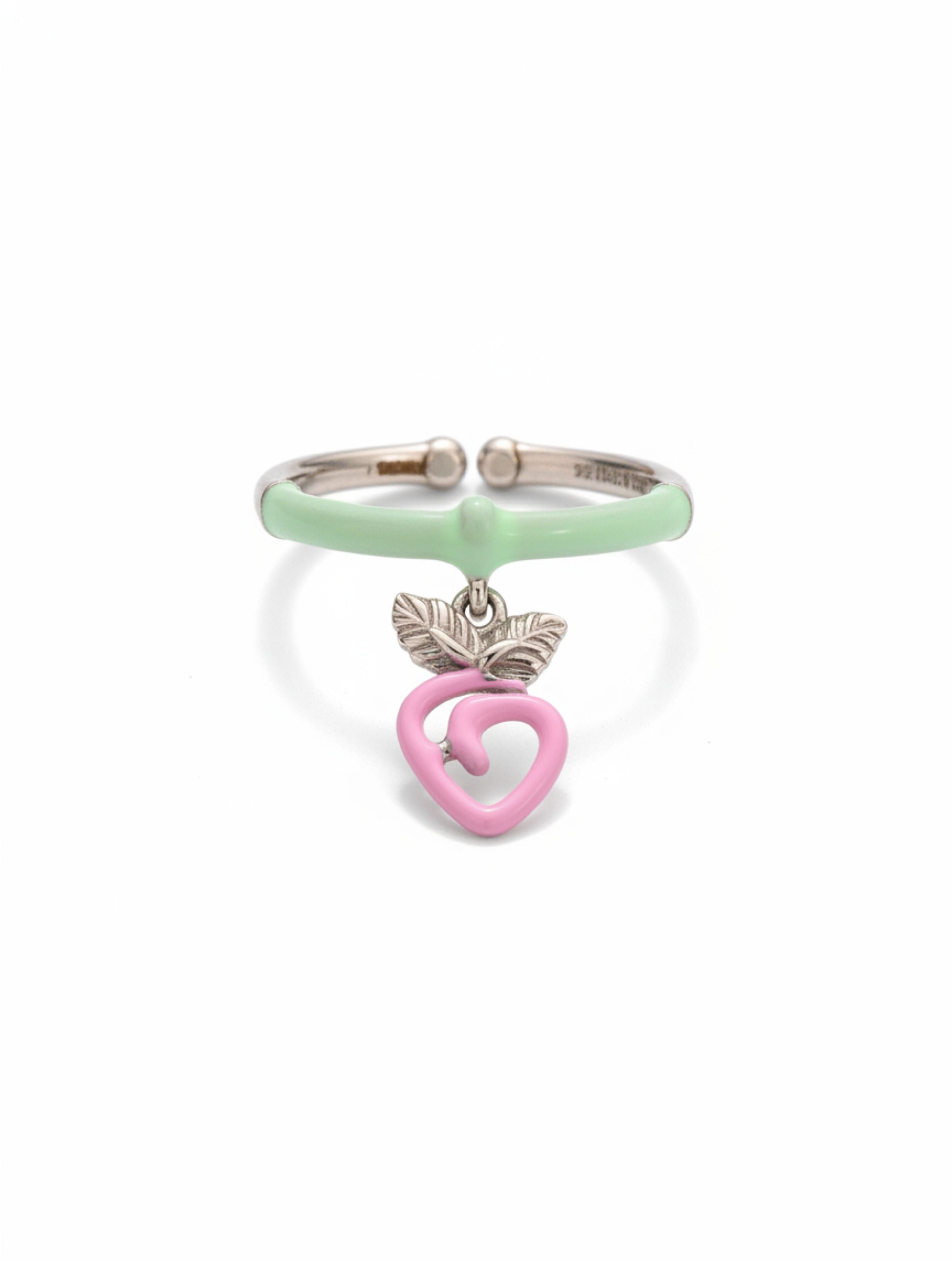 Pastel Peach Perfection: 925 Sterling Silver Adjustable Ring