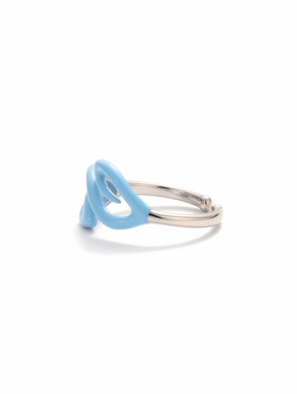Cyan Flow Open Ring – Sterling Silver & Sky Blue Enamel