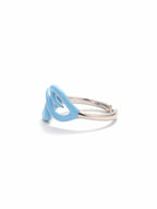 Cyan Flow Open Ring – Sterling Silver & Sky Blue Enamel