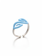 Cyan Flow Open Ring – Sterling Silver & Sky Blue Enamel
