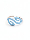 Cyan Flow Open Ring – Sterling Silver & Sky Blue Enamel