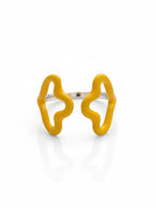 Yellow Enamel "Wavy Butterfly" Adjustable Ring in 925 Sterling Silver