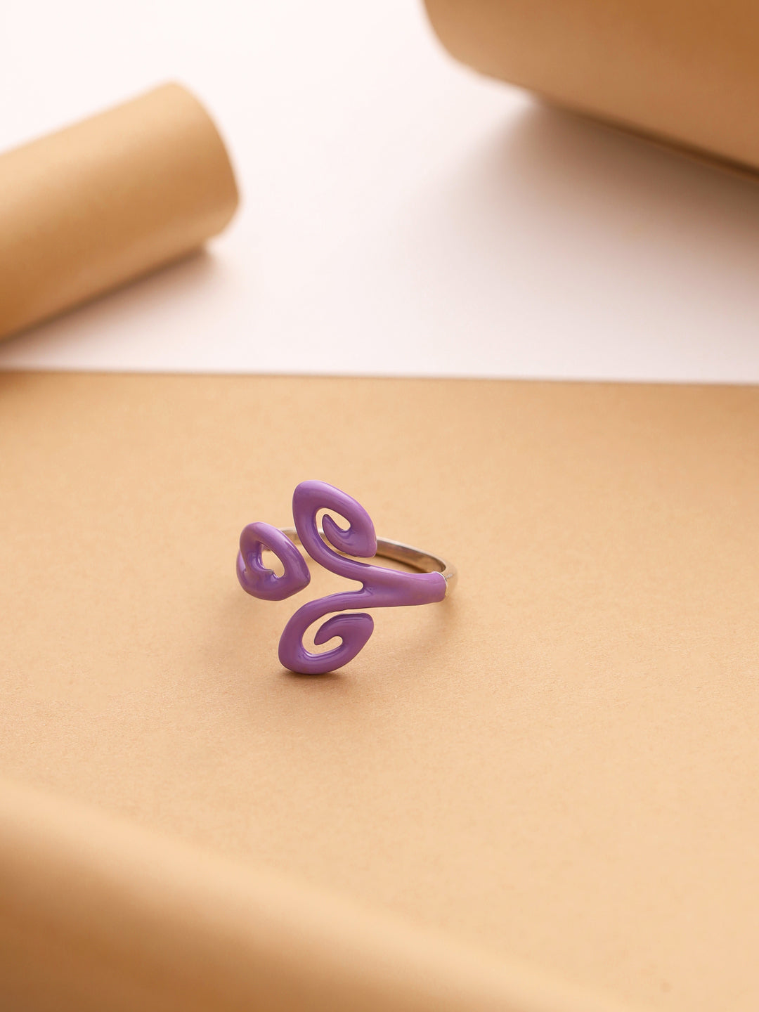 Whimsical Lavender Swirl Adjustable Ring in 925 Sterling Silver