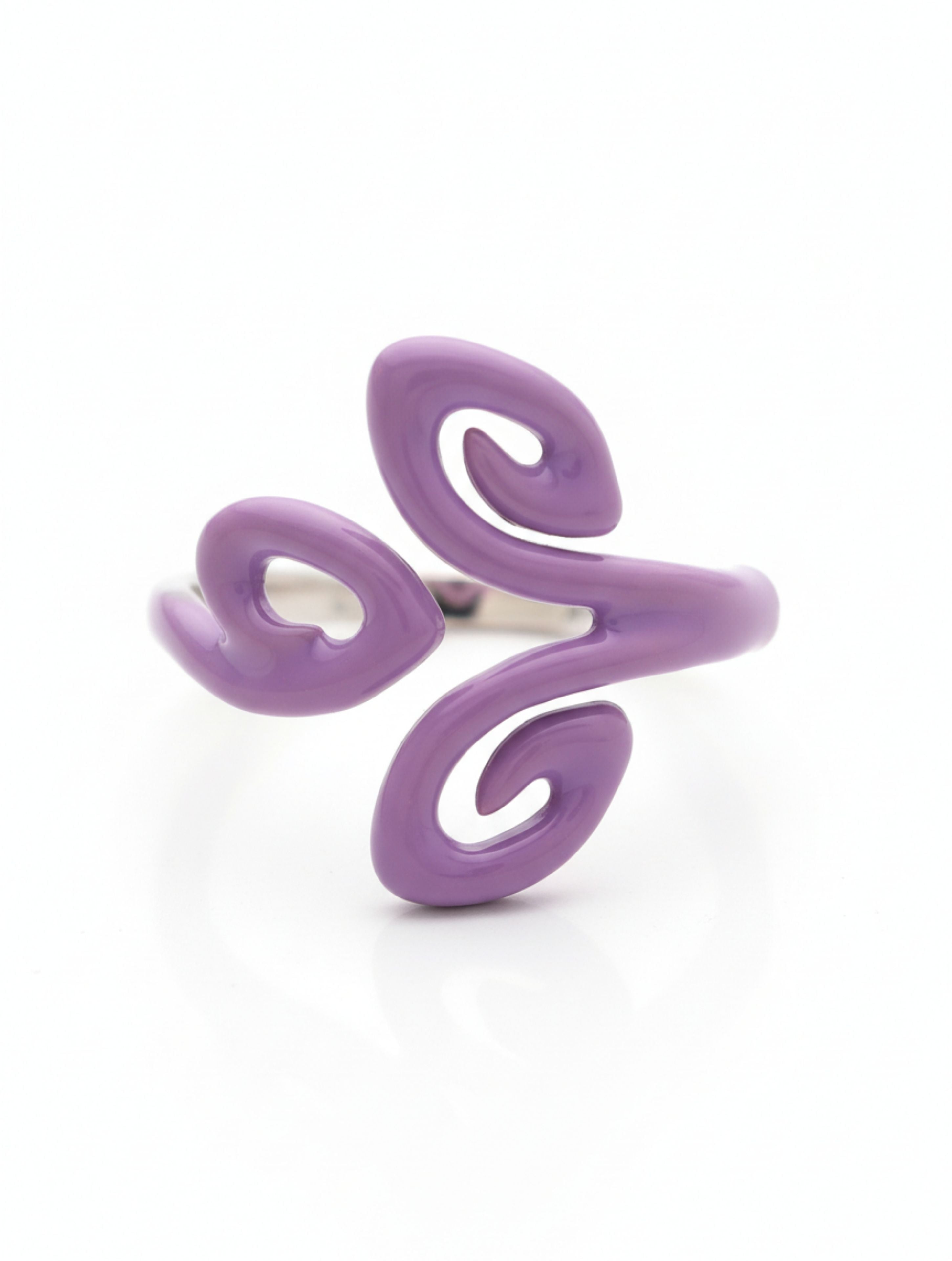 Whimsical Lavender Swirl Adjustable Ring in 925 Sterling Silver