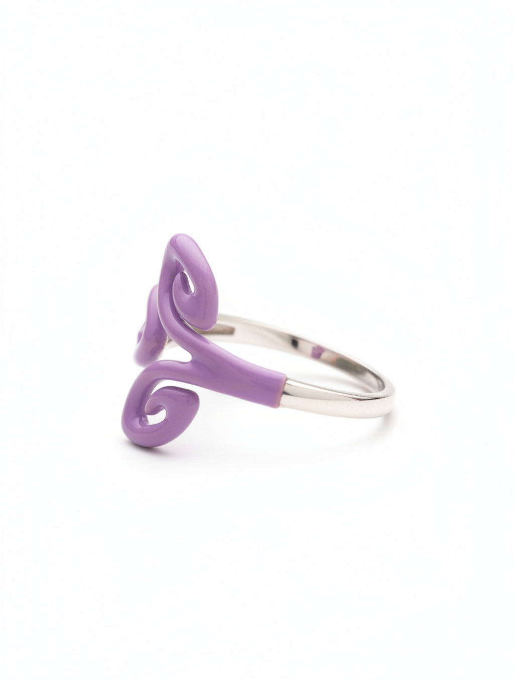 Whimsical Lavender Swirl Adjustable Ring in 925 Sterling Silver