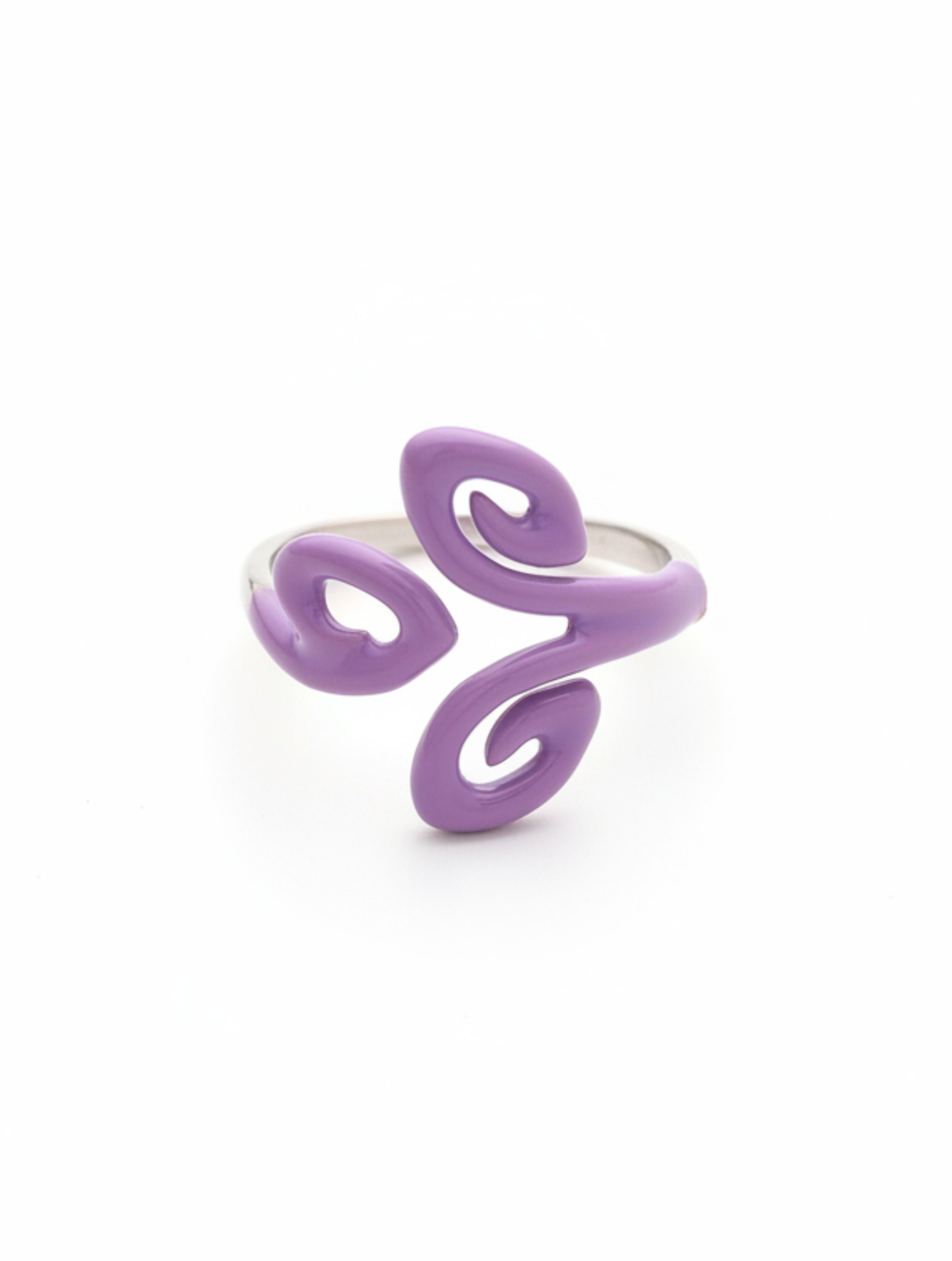 Whimsical Lavender Swirl Adjustable Ring in 925 Sterling Silver