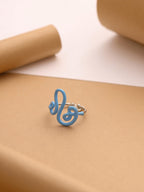 Sky Blue Enamel Swirl Adjustable Ring – Pure 925 Sterling Silver Funky Wave Ring