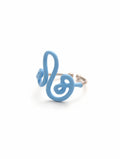 Sky Blue Enamel Swirl Adjustable Ring – Pure 925 Sterling Silver Funky Wave Ring