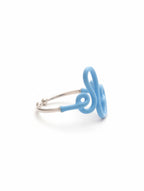 Sky Blue Enamel Swirl Adjustable Ring – Pure 925 Sterling Silver Funky Wave Ring