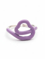 Purple Enamel Squiggle Heart Adjustable Ring in 925 Sterling Silver