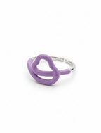 Purple Enamel Squiggle Heart Adjustable Ring in 925 Sterling Silver