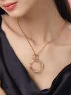 Rose Gold Plating Intertwined Circles Elysian 925 Sterling Silver Pendant For Women