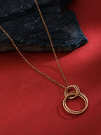 Rose Gold Plating Intertwined Circles Elysian 925 Sterling Silver Pendant For Women