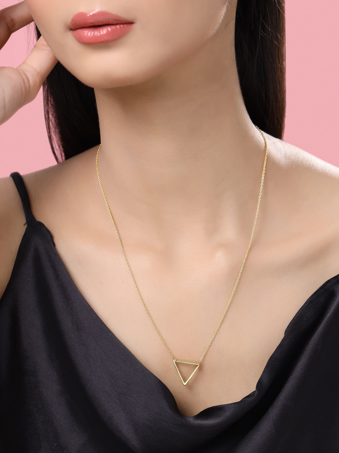 Gold Plated Geometric Triangles Elysian 925 Sterling Silver Pendant For Women