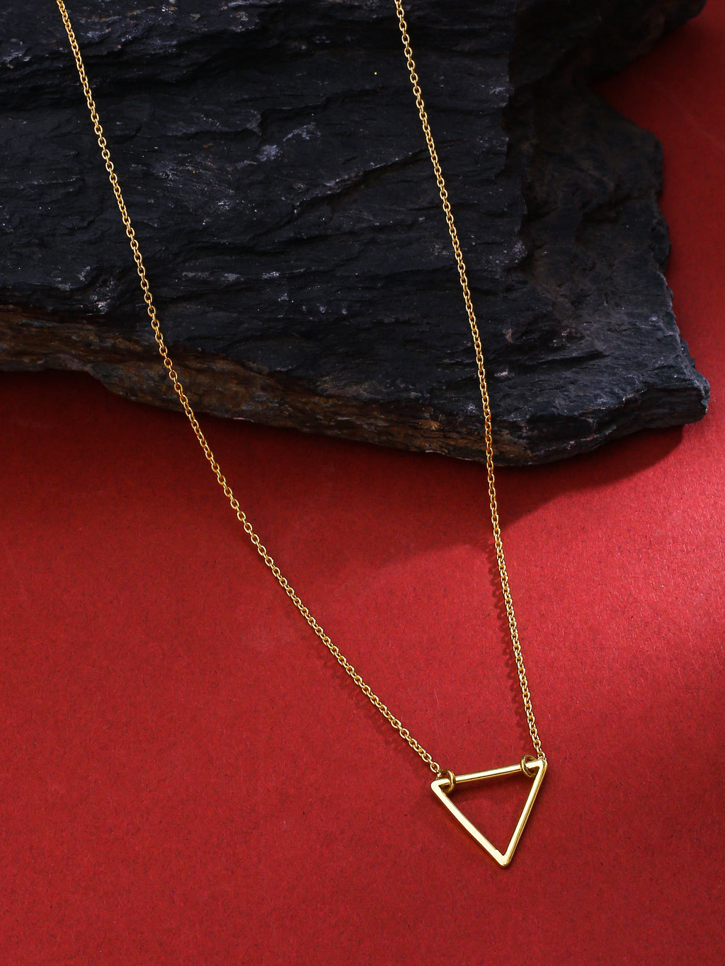 Gold Plated Geometric Triangles Elysian 925 Sterling Silver Pendant For Women