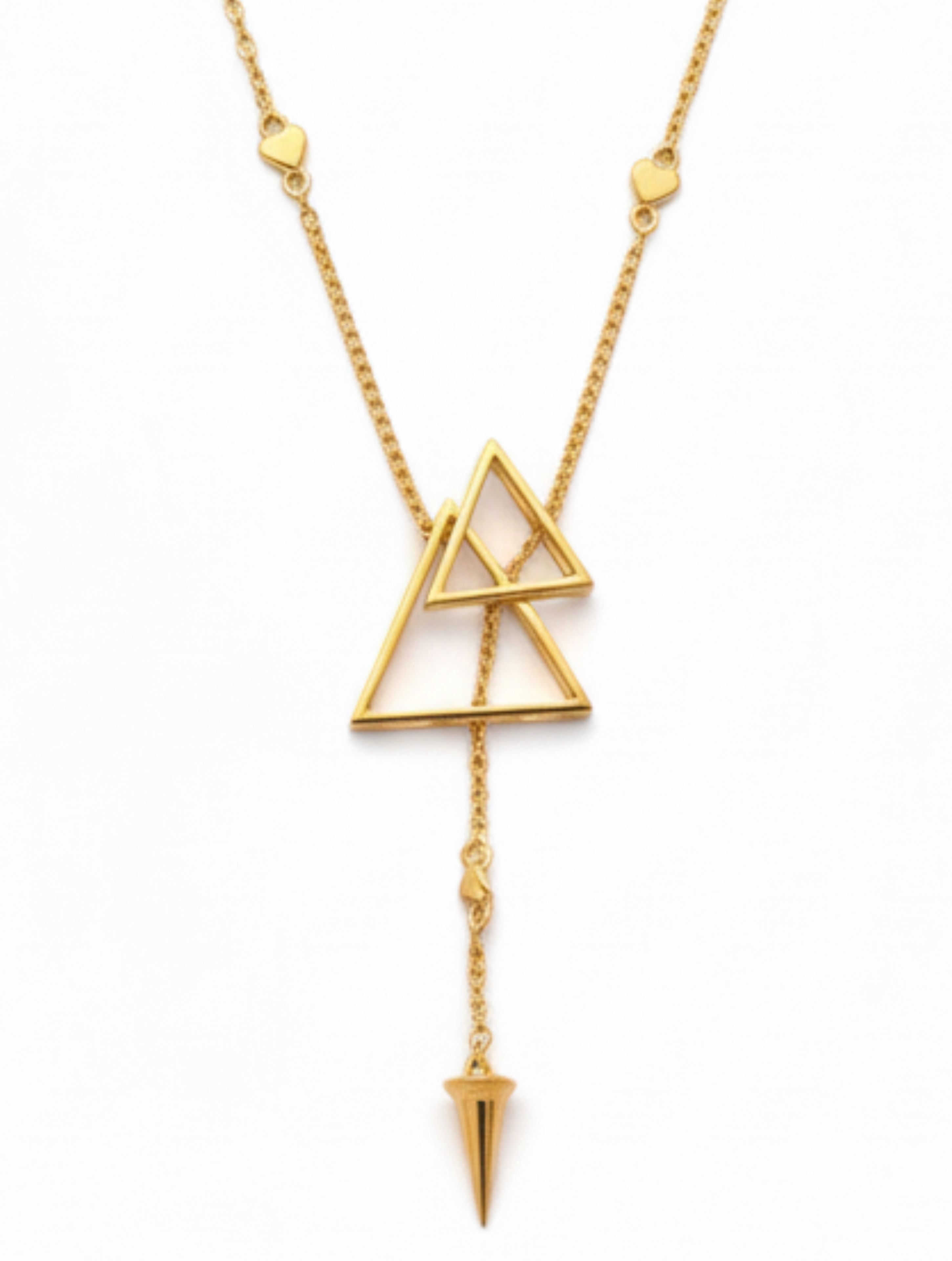 Gold Plated Triangles and Cone Shape Elysian 925 Sterling Silver Pendant For Women