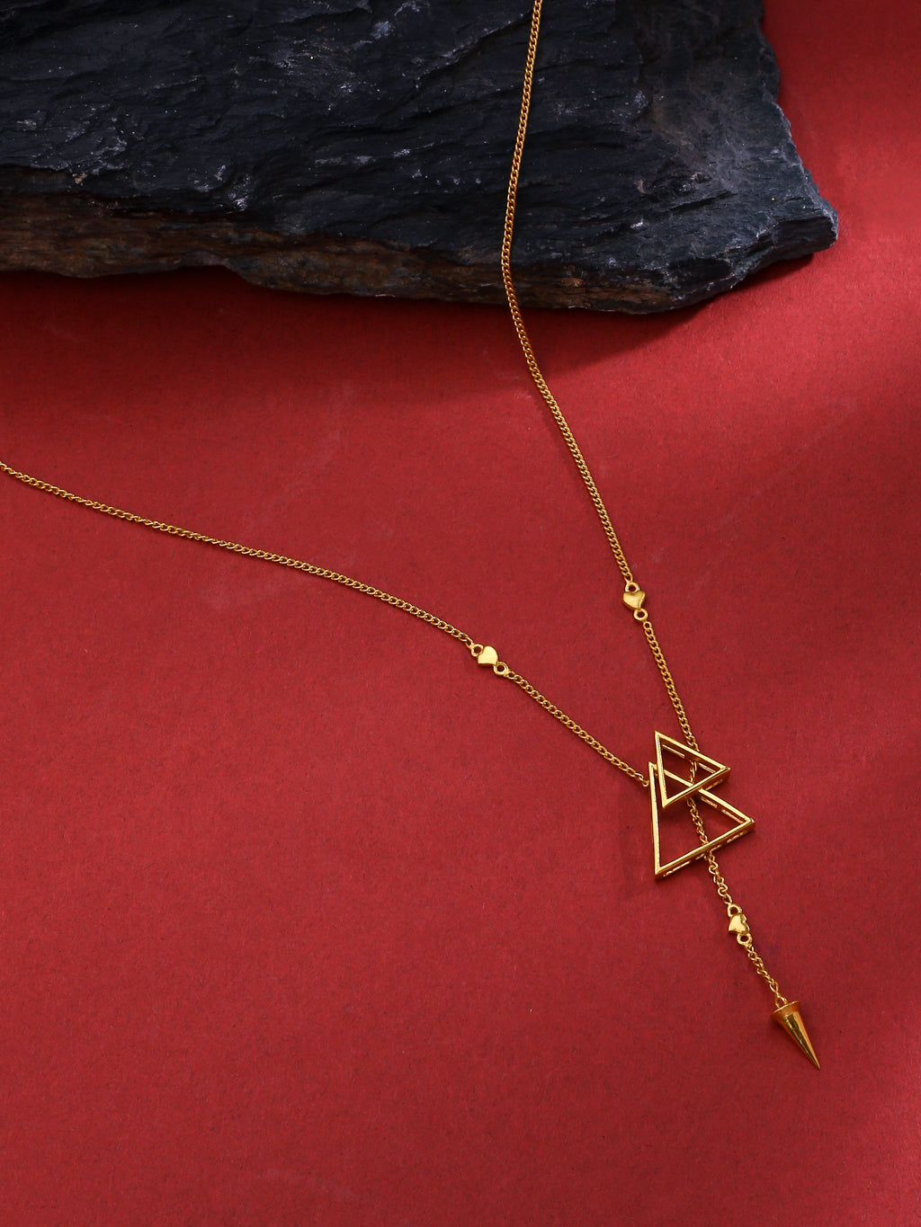 Gold Plated Triangles and Cone Shape Elysian 925 Sterling Silver Pendant For Women