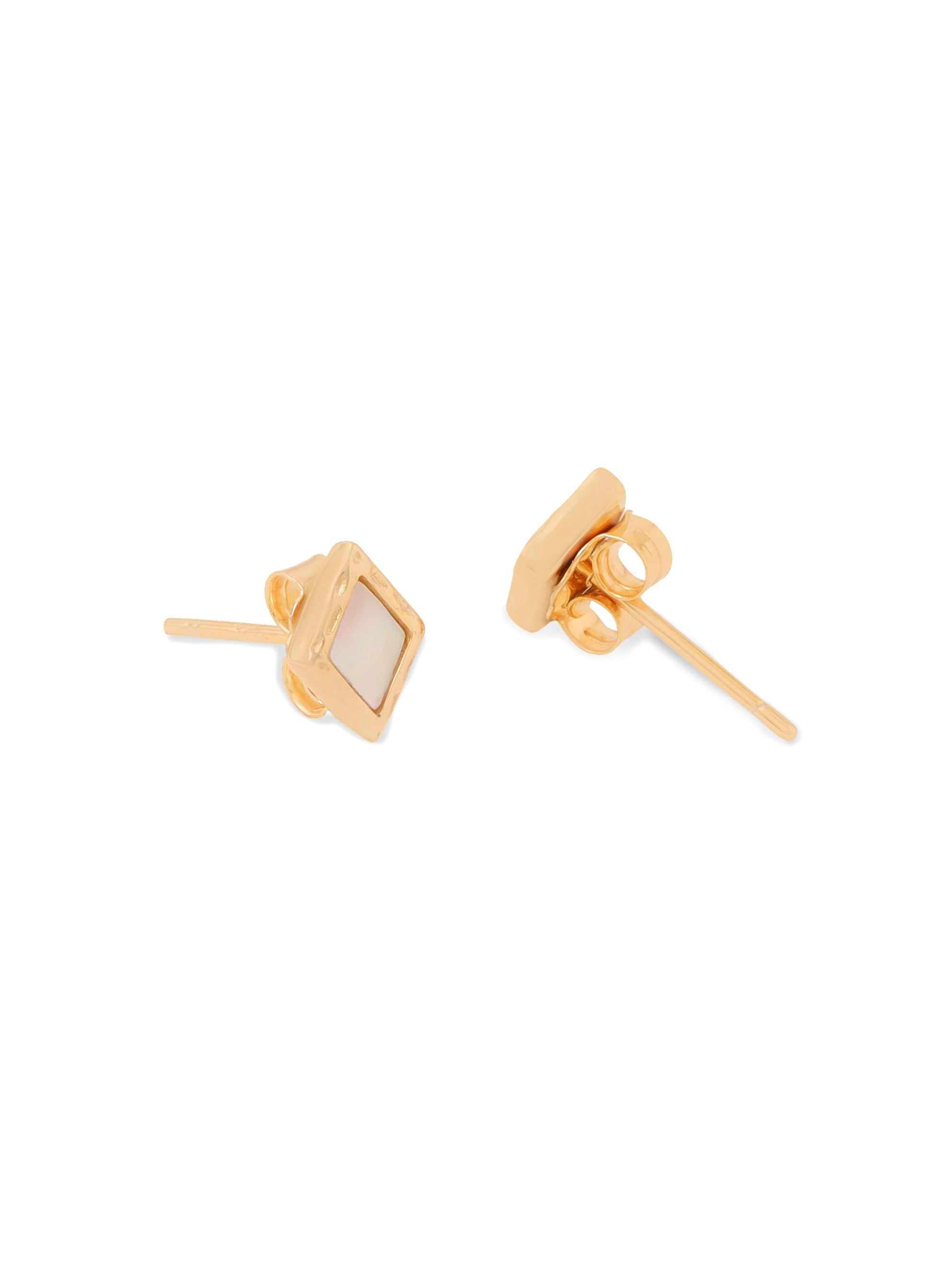 Syra 24k Gold Diamond-Shaped 925 Sterling Silver Mother of Pearl Stud Earrings For Women