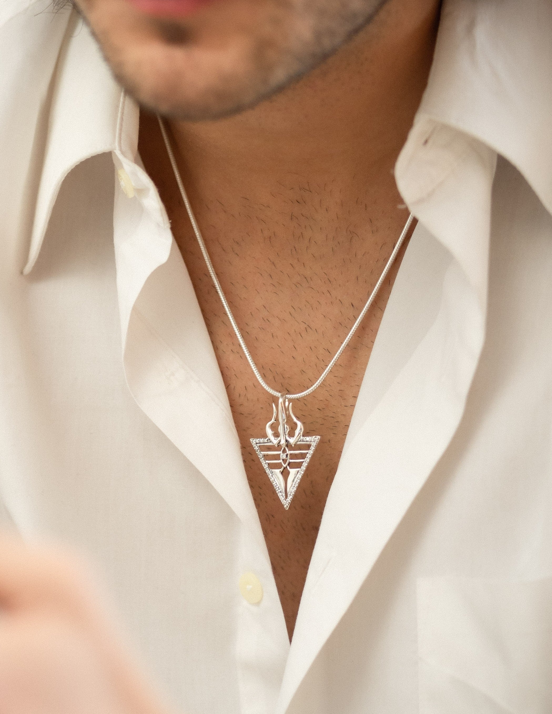 Lord Shiva-Inspired Pendant Oxidized 925 Silver Pendant with Moissanite For Men