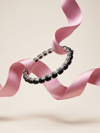 Rhodium Oval Blackstar Pietra 925 Sterling Silver Bracelet For Women