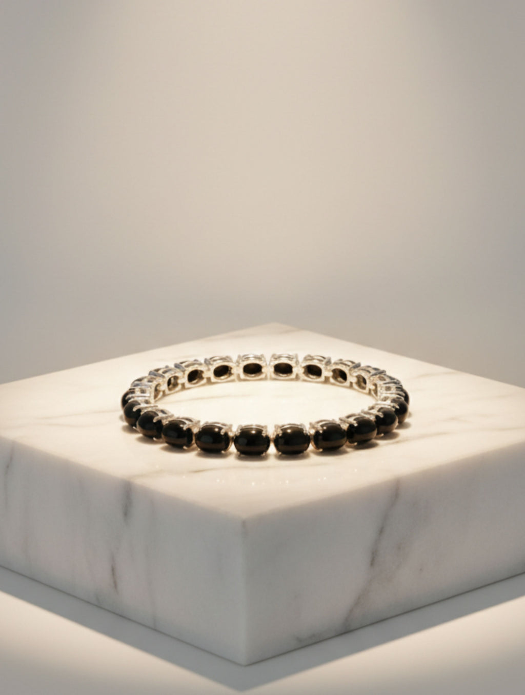 Rhodium Oval Blackstar Pietra 925 Sterling Silver Bracelet For Women