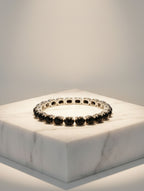 Rhodium Oval Blackstar Pietra 925 Sterling Silver Bracelet For Women