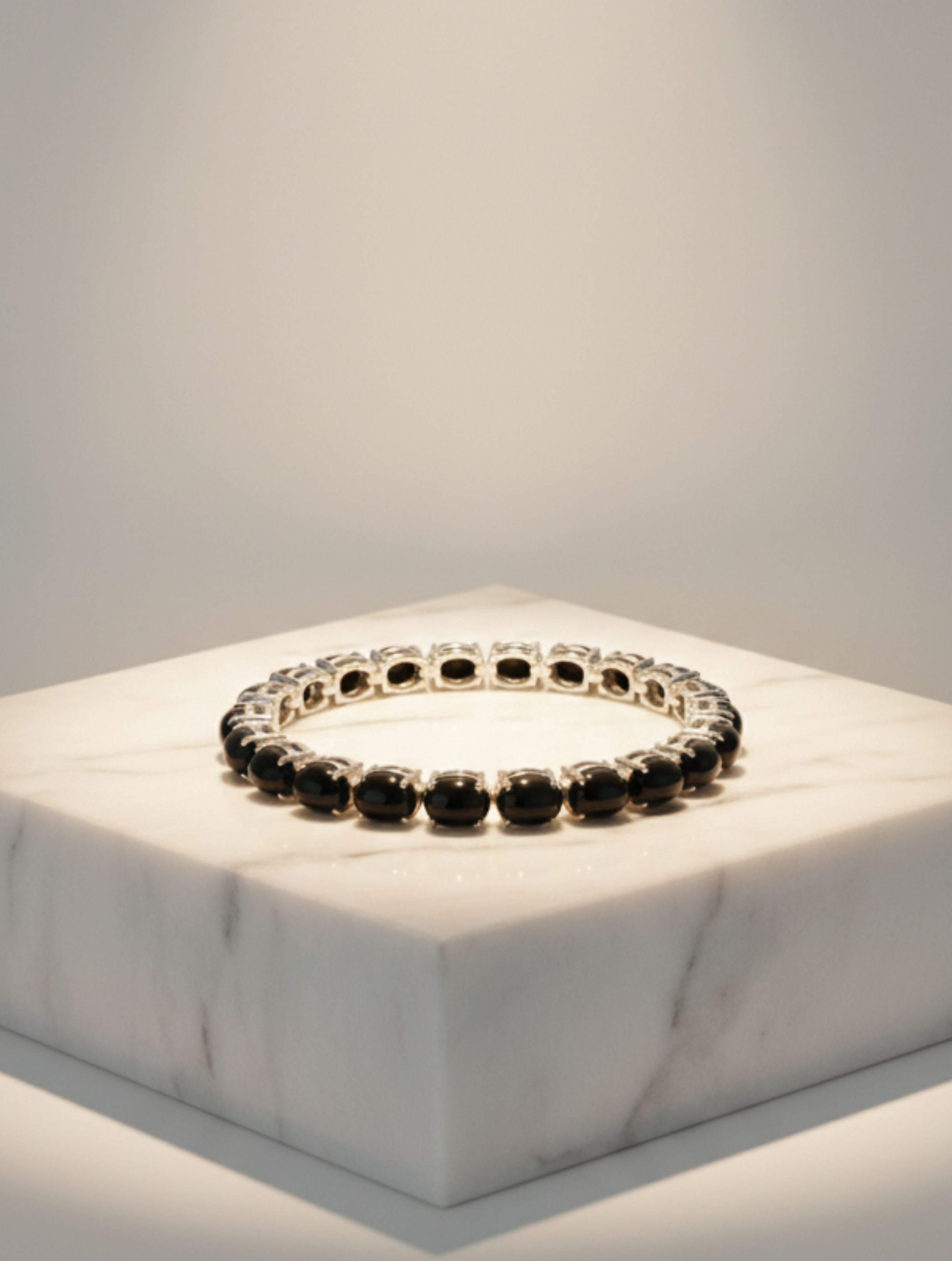 Rhodium Oval Blackstar Pietra 925 Sterling Silver Bracelet For Women