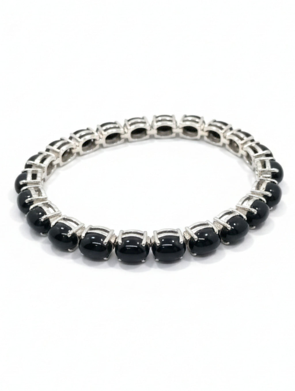 Rhodium Oval Blackstar Pietra 925 Sterling Silver Bracelet For Women