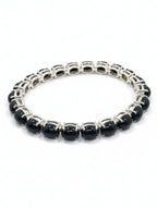 Rhodium Oval Blackstar Pietra 925 Sterling Silver Bracelet For Women