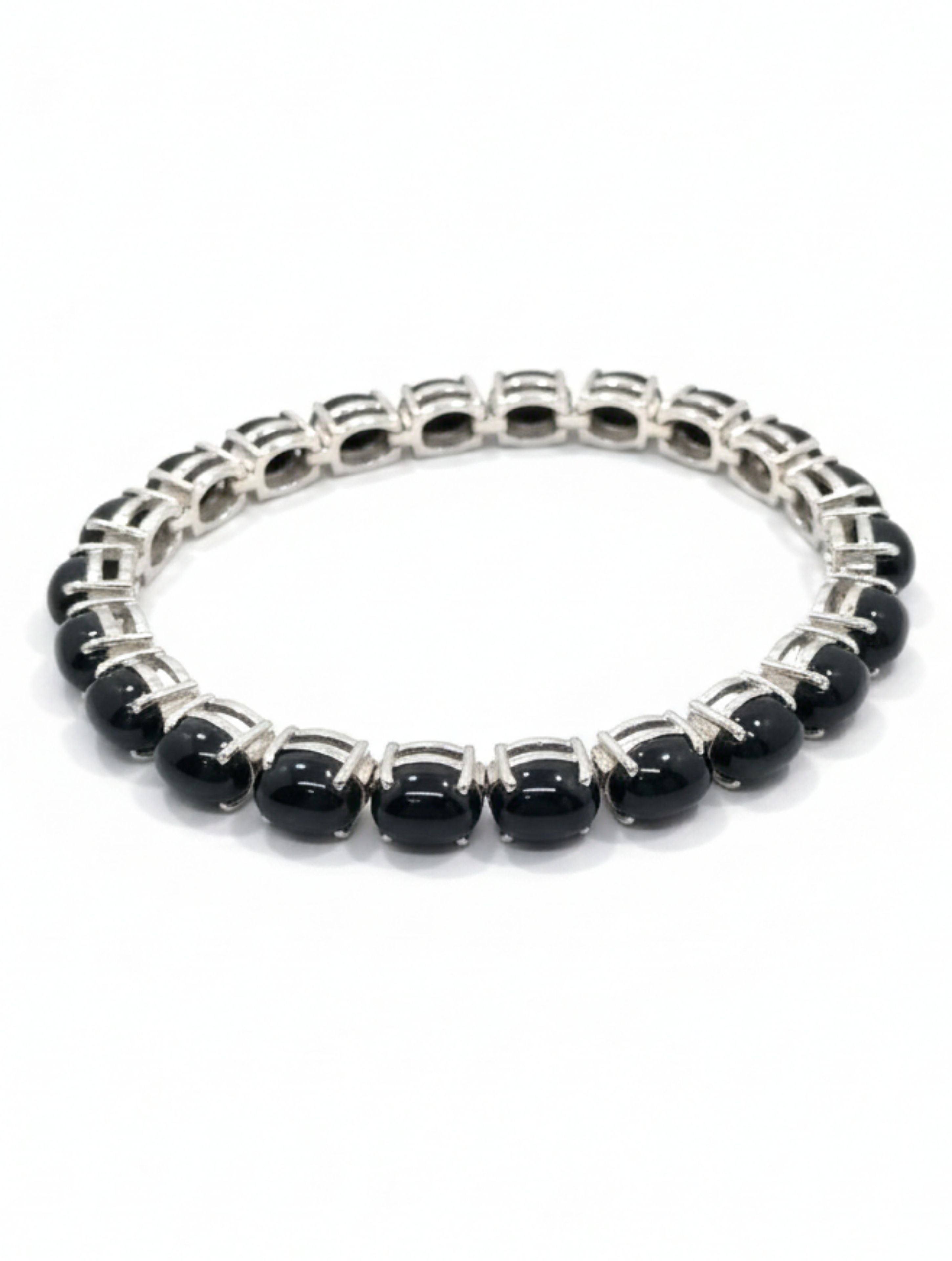 Rhodium Oval Blackstar Pietra 925 Sterling Silver Bracelet For Women