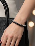 Rhodium Oval Blackstar Pietra 925 Sterling Silver Bracelet For Women