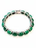 Rhodium Oval Malachite Pietra 925 Sterling Silver Bracelet For Women
