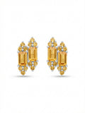 Natural Citrine Duo-Baguette Stud Earrings in 925 Sterling Silver