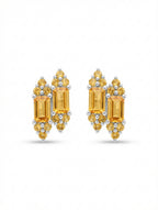 Natural Citrine Duo-Baguette Stud Earrings in 925 Sterling Silver