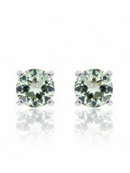 Green Amethyst Solitaire Studs in 925 Sterling Silver